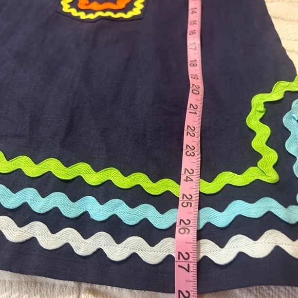 Like new linen Sail to Sable Navy Tunic with Colorful Ric Rac detailing. Size XS - Picture 10 of 12